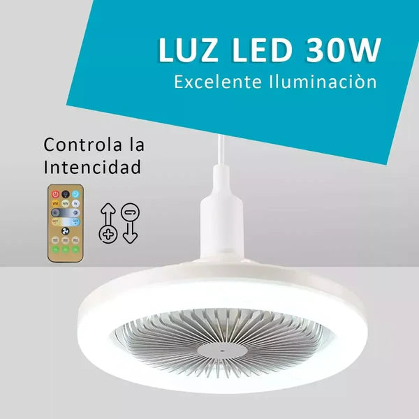 Ampolleta 3 en 1: Ventilador, Luz LED y Control Remoto + ENVIO GRATIS 🎁 Y PAGA EN 🏠