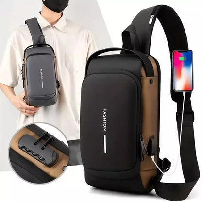 BOLSO IMPERMEABLE CON PUERTO USB y SEGURO ANTIRROBO (TSA)