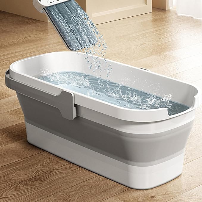 MOPA PLANA DE MICROFIBRA Y BALDE PLEGABLE