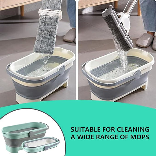 MOPA PLANA DE MICROFIBRA Y BALDE PLEGABLE