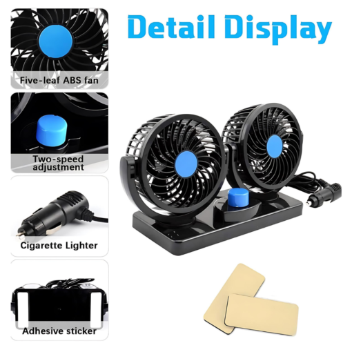 VENTILADOR DOBLE 360° PARA AUTO Y CAMIONETA