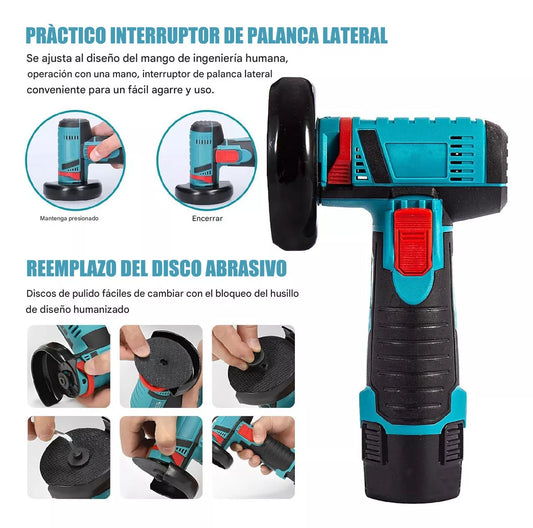 MINI ESMERIL  ANGULAR AMOLADORA INALAMBRICO RECARGABLE