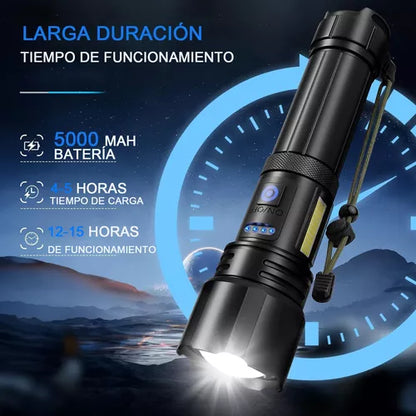 Linterna Táctica Led Brillante De 12000 Lm Recargable Tipo-c