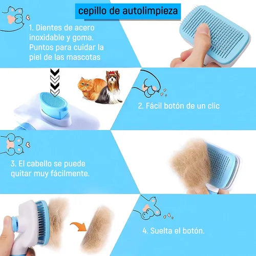 Cepillo Para Perros Y Gatos Con Expulsador De Pelo