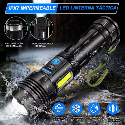 Linterna Táctica Led Brillante De 12000 Lm Recargable Tipo-c