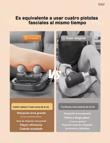 Masajeador Muscular Portátil con 4 Cabezales