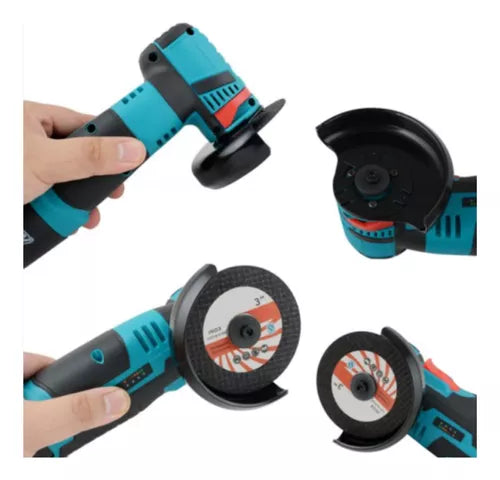 KIT MINI ESMERIL AMOLADORA + TALADRO INALAMBRICO 2 BATERIA