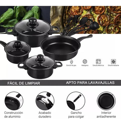 Juego De Ollas Cocina Antiadherente Set De 14 Piezas