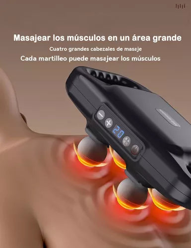 Masajeador Muscular Portátil con 4 Cabezales