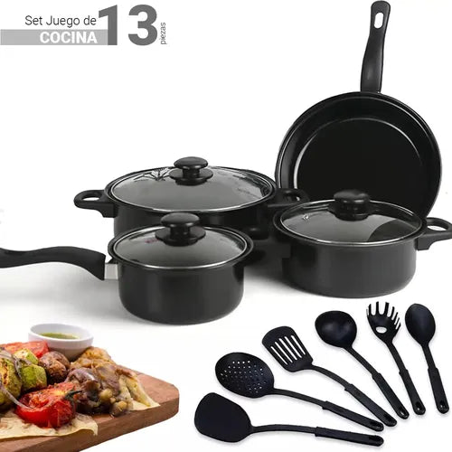 Juego De Ollas Cocina Antiadherente Set De 14 Piezas