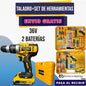 SET TALADRO INALÁMBRICO BATERÍA RECARGABLE TASBEL + SET DE HERRAMIENTAS