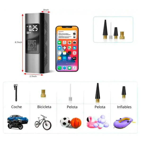 compresor de aire portatil con luz led
