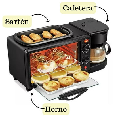 Horno Multifuncional Eléctrico 3en1 Sarten Cafetera & Horno