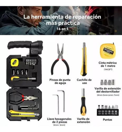 Linterna led solar portatil+Kit de Herrmientas.