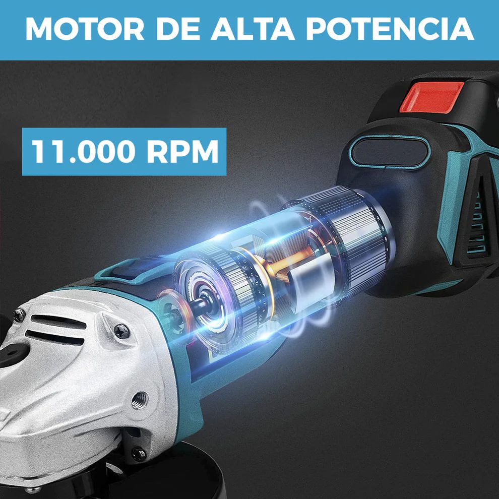 ESMERIL AMOLADORA ANGULAR  TASBEL™ INALÁMBRICO 98V | INCLUYE 2 DISCOS Y BATERÍAS DE REGALO 🎁