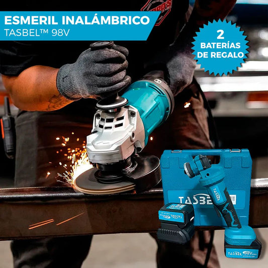 ESMERIL AMOLADORA ANGULAR  TASBEL™ INALÁMBRICO 98V | INCLUYE 2 DISCOS Y BATERÍAS DE REGALO 🎁