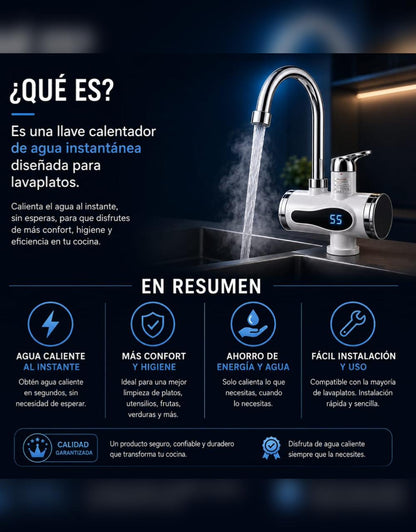 llave Calentador de Agua para Lavaplatos