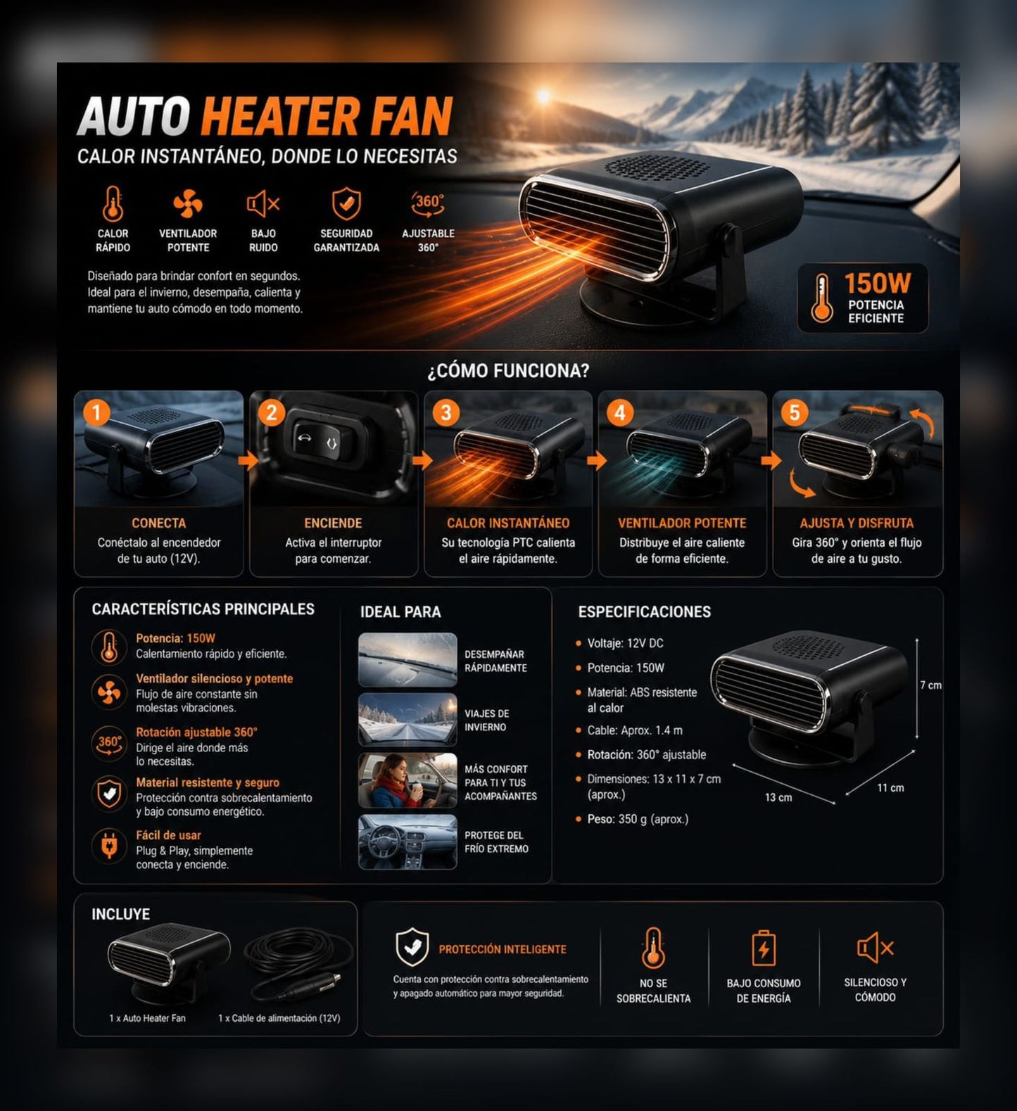 CALEFACTOR PORTATIL PARA AUTO