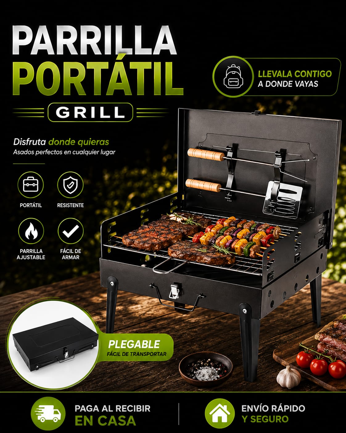 Parrilla Parrillera Para Asado Plegable Portatil