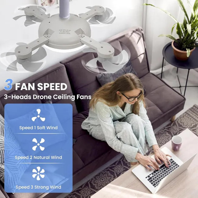 Foco Ventilador De Techo Estilo Drone Moderno Con Control Remoto